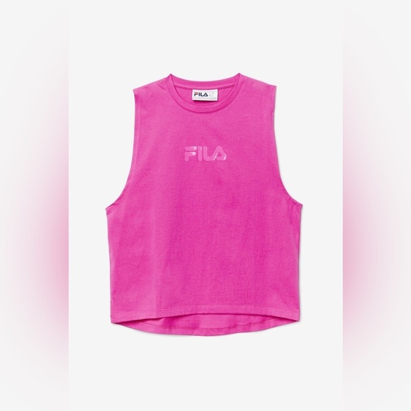 Fila Muscle Tee Women’s Size XL Pink Glow Cotton Sleeveless Relaxed Tank Diella - Picture 4 of 12